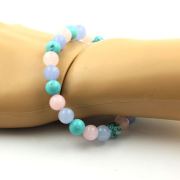 Rose Quartz + Aquamarine + Turquoise Bracelet 8 mm Beads.