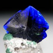 Azurite on Barite with Malachite