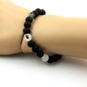 Matte Black Onyx + Black rutilated Quartz Bracelet 8 mm Beads.