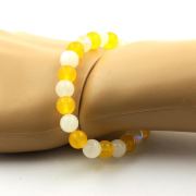 Yellow Agate + Moonstone Bracelet 8 mm Beads.