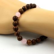 Rose quartz + wood Bracelet 8 mm Beads.