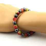 Watermelon Tourmaline + Hematite Bracelet 8 mm Beads.