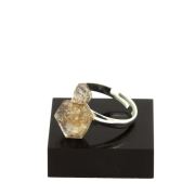 Silver Plated raw petroleum Quartz Ring. 13.30 ct.