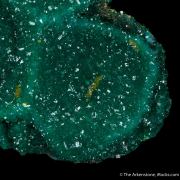 Dioptase cast after Dolomite with Wulfenite