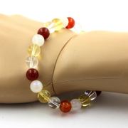 Moonstone + Citrine + Quartz + Banded Agate Bracelet 8 mm Beads.