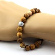 Landscape Jasper + Howlite Bracelet 8 mm Beads.