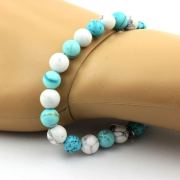 Howlite + Turquoise Bracelet 8 mm Beads.