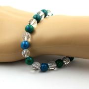 Chrysocolla + Quartz Bracelet 8 mm Beads.