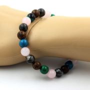 Rose quartz + Labradorite + Chrysocolla + wood Bracelet 8 mm Beads.