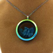 Raw neon blue Apatite necklace.