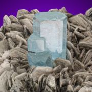 Aquamarine  on Muscovite