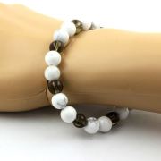 Smoky Quartz + Howlite Bracelet 8 mm Beads.