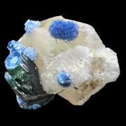 Quartz, shattuckite, malachite