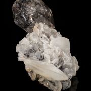 Quartz on Calcite with Anthraxolite (petroleum)