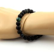 Matt black Onyx + Emerald from Zambia Bracelet 8 mm Beads.