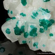 Dioptase on and included within Calcite