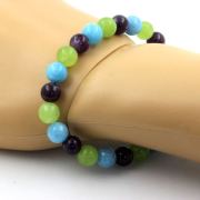 Amethyst + Blue Chalcedony + Peridot Bracelet 8 mm Beads.