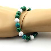 Chrysocolla + Howlite + Malachite Bracelet 8 mm Beads.