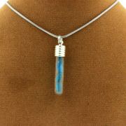 Raw neon blue Apatite necklace.