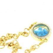 Raw neon blue Apatite strap Medallion 25mm model.