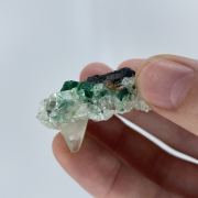 Calcite on Malachite