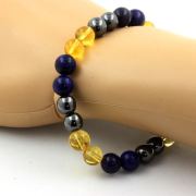 Lapis Lazuli + Hematite + Citrine Bracelet 8 mm Beads.