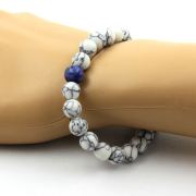 Howlite + Sodalite Bracelet 8 mm Beads.