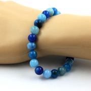 Blue Chalcedony + Aquamarine + Blue Banded Agate + Apatite Bracelet 8 mm Beads.