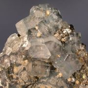 Fluorapatite with Siderite, Muscovite & Pyrite on Arsenopyrite