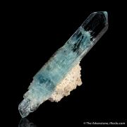 Beryl var. Aquamarine on Albite