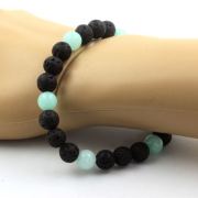 Amazonite + Lava Bracelet 8 mm Beads.