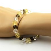 Smoky Quartz + Citrine + Quartz Bracelet 8 mm Beads.