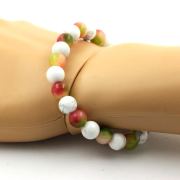 Watermelon Tourmaline + Howlite Bracelet 8 mm Beads.