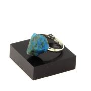 Silver Plated raw neon blue Apatite Ring. 13.76 ct.