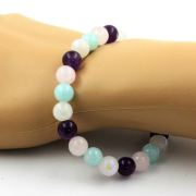 Moonstone + Angelite + Amethyst + Rose Quartz Bracelet 8 mm Beads.