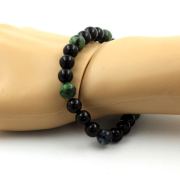 Black Agate + Australian Epidote Bracelet 8 mm Beads.