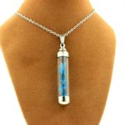 Raw neon blue Apatite necklace.