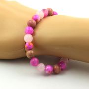 Rose Quartz + Yellow Pink Jasper + Rhodonite + Fuchsia Dragon Veins Agate Bracelet 8 mm Beads.