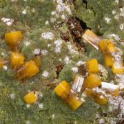 Mimetite With Wulfenite and Calcite