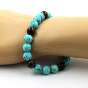 Multicolor Tiger's Eye + Turquoise Bracelet 8 mm Beads.