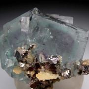 Fluorite with Ferberite, Arsenopyrite