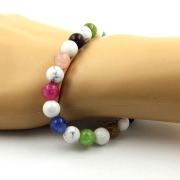 Multicolor Tourmaline + Howlite Bracelet 8 mm Beads.