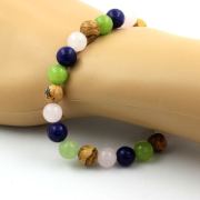 Lapis Lazuli + Landscape Jasper + Peridot + Rose Quartz Bracelet 8 mm Beads.