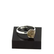 Silver Plated raw petroleum Quartz Ring. 8.63 ct.