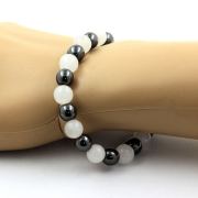 Moonstone + Hematite Bracelet 8 mm Beads.