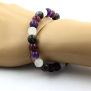 Amethyst + Moonstone + Labradorite + Lepidolite Bracelet 8 mm Beads.