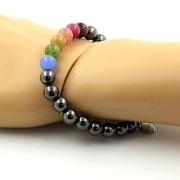 Multicolor Tourmaline + Hematite Bracelet 8 mm Beads.