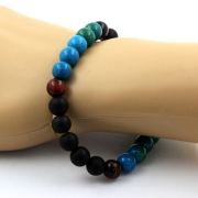 Red Tiger Eye + Chrysocolla + Matte Black Onyx Bracelet 8 mm Beads.