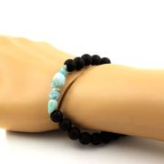 Larimar from Dominican Republic + Matte black Onyx Bracelet 8 mm Beads.