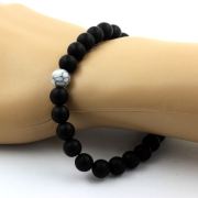 Matte Black Onyx + Howlite Bracelet 8 mm Beads.